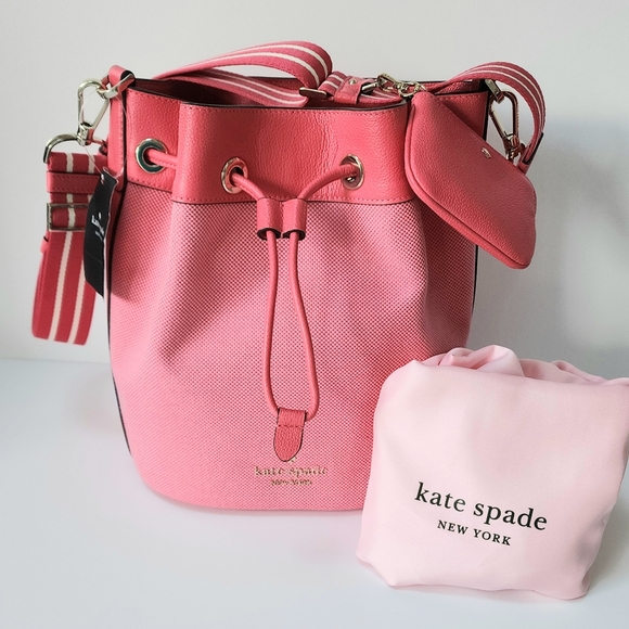 Kate Spade Rosie Canvas Large Bucket Bag Pink Peppercorn NWT! - Picture 2 of 12